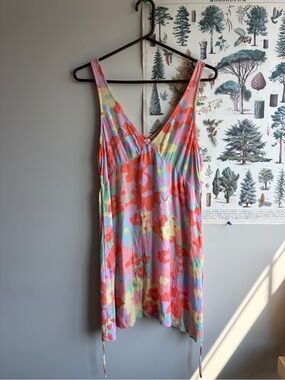 Billabong V-Neck Floral Multi-Color Dress Large